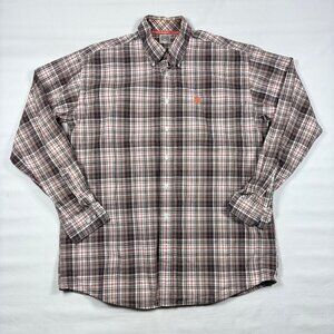 Cinch Brown/Orange Plaid Button Down Western Cowboy Rodeo Shirt Mens Large